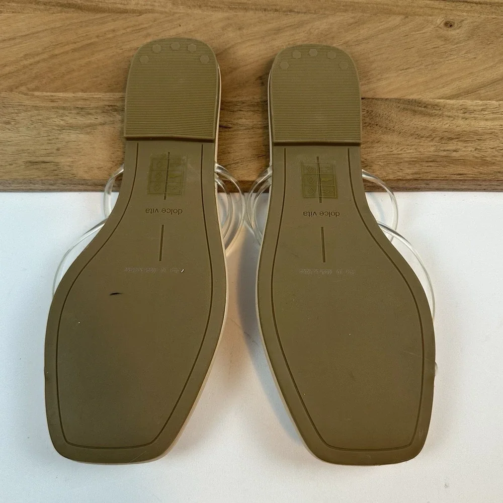New NWOB Womens Dolce Vita Leanna‎ Clear Toe Strap Slides Sandals Size 10 M